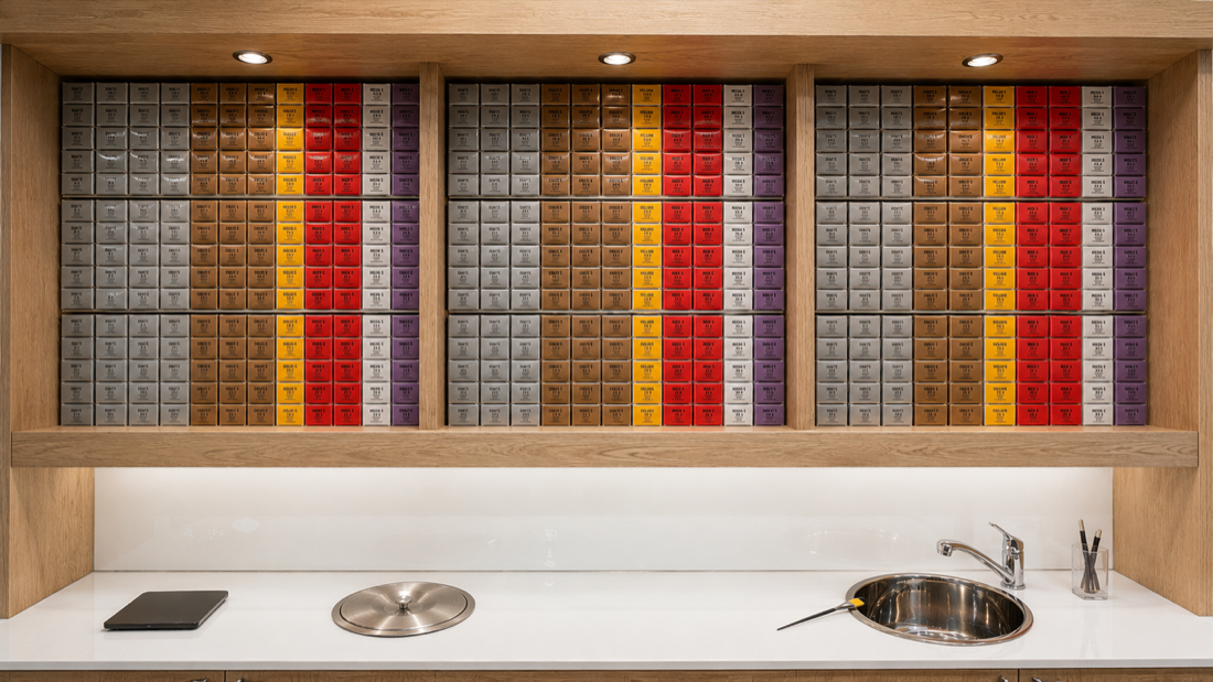 Expositor de productos de coloración en KBELLOS peluqueros